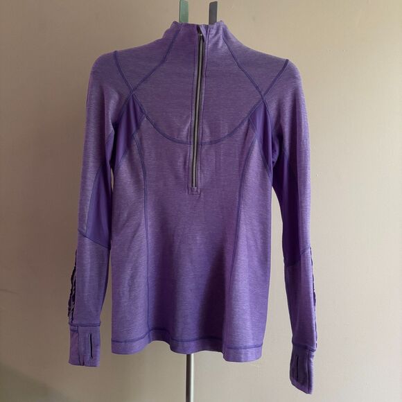 lululemon athletica Tops - Lululemon Athletica Top Women's Purple Mesh Panels Thumbholes 1/4 Zip Activewear
